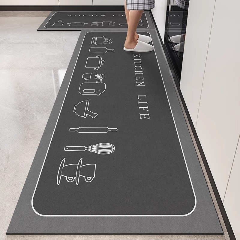 Commercial Kitchen Vinyl Flooring - キッチンラグ キッチン専用カーペット 防水・油汚れ防止 ビニール製ラグ 拭き取り可能 滑り止めフロアマット