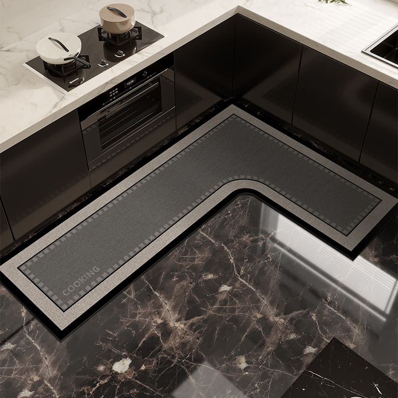 Commercial Kitchen Vinyl Flooring - PVC製キッチンフロアマット 防水 滑り止め ビニールカーペット L字型 猫柄