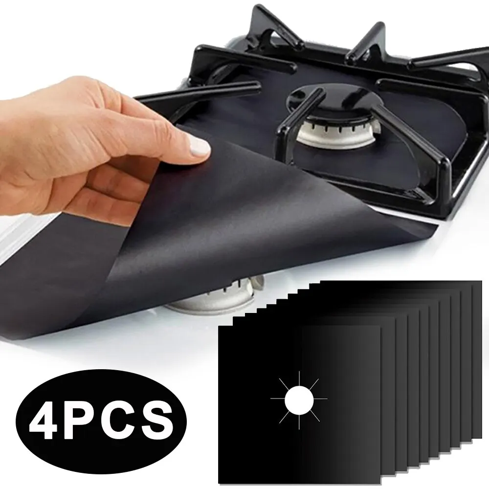 Commercial Kitchen Hood Cleaning - 4 ピースガスストーブプロテクター調理器蓋ライナークリーニングパッドキッチン調理器具アクセサリー用ピース再利用可能なボイラーフードプロテクティブ