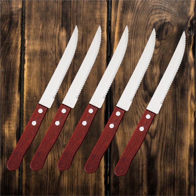 Commercial Kitchen Knives - 1-20 個ステンレス鋼ステーキナイフ木製ハンドルディナーシャープステーキナイフナイフセットレストランテーブルナイフ食器セット