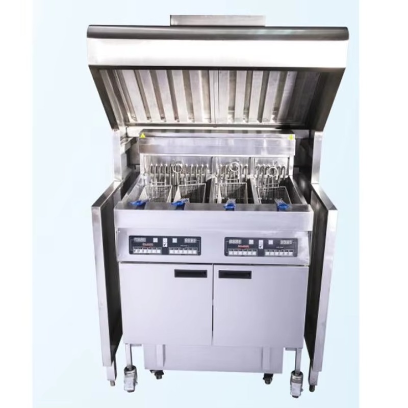 Commercial Kitchen Hoods - 業務用フロアタイプフードカバー、ファーストフードレストラン厨房機器向けカスタムステンレス鋼製造