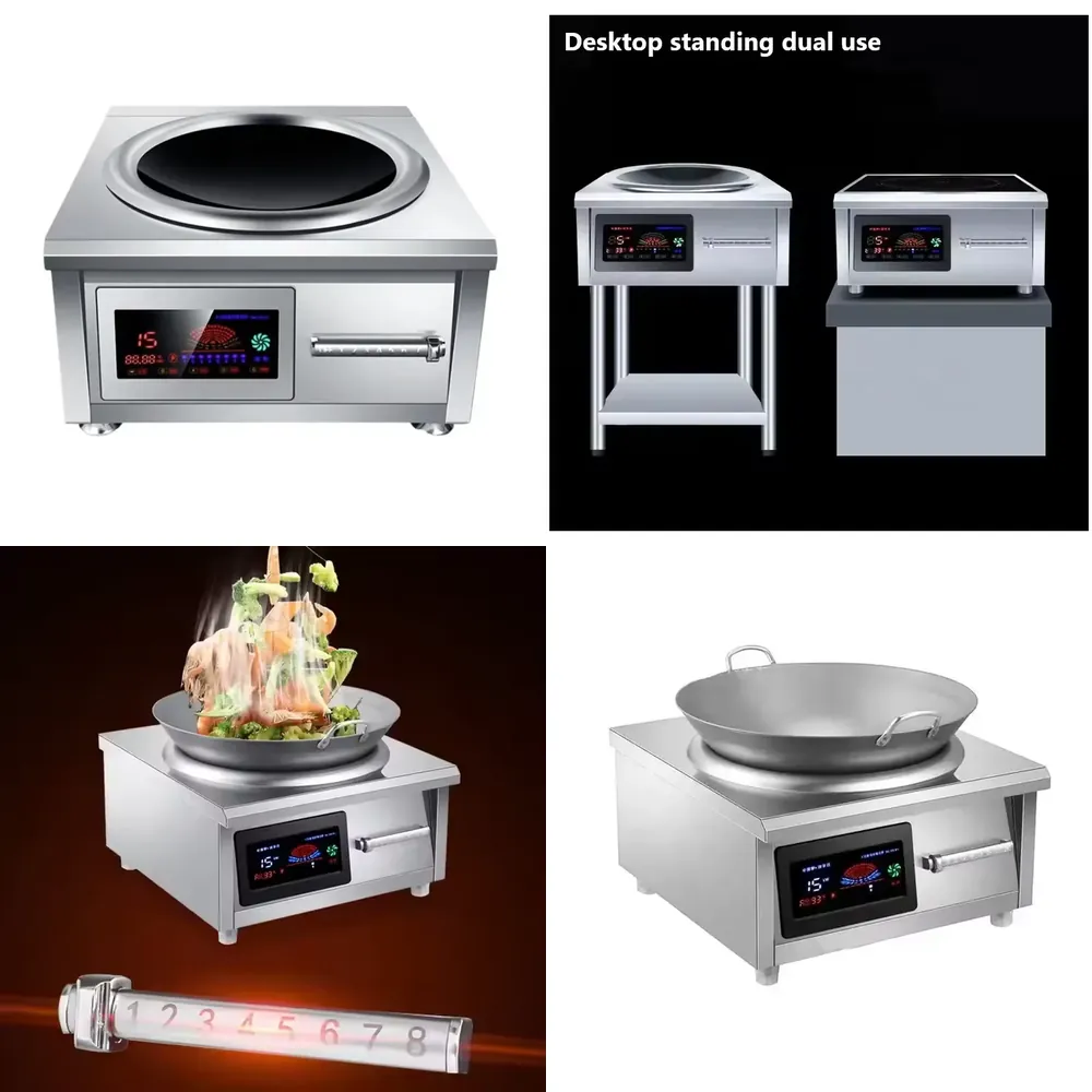 Commercial Kitchen Installation - 8000W電気シングルバーナー業務用厨房誘導調理器、セラミックパネルカウンタートップ設置付き