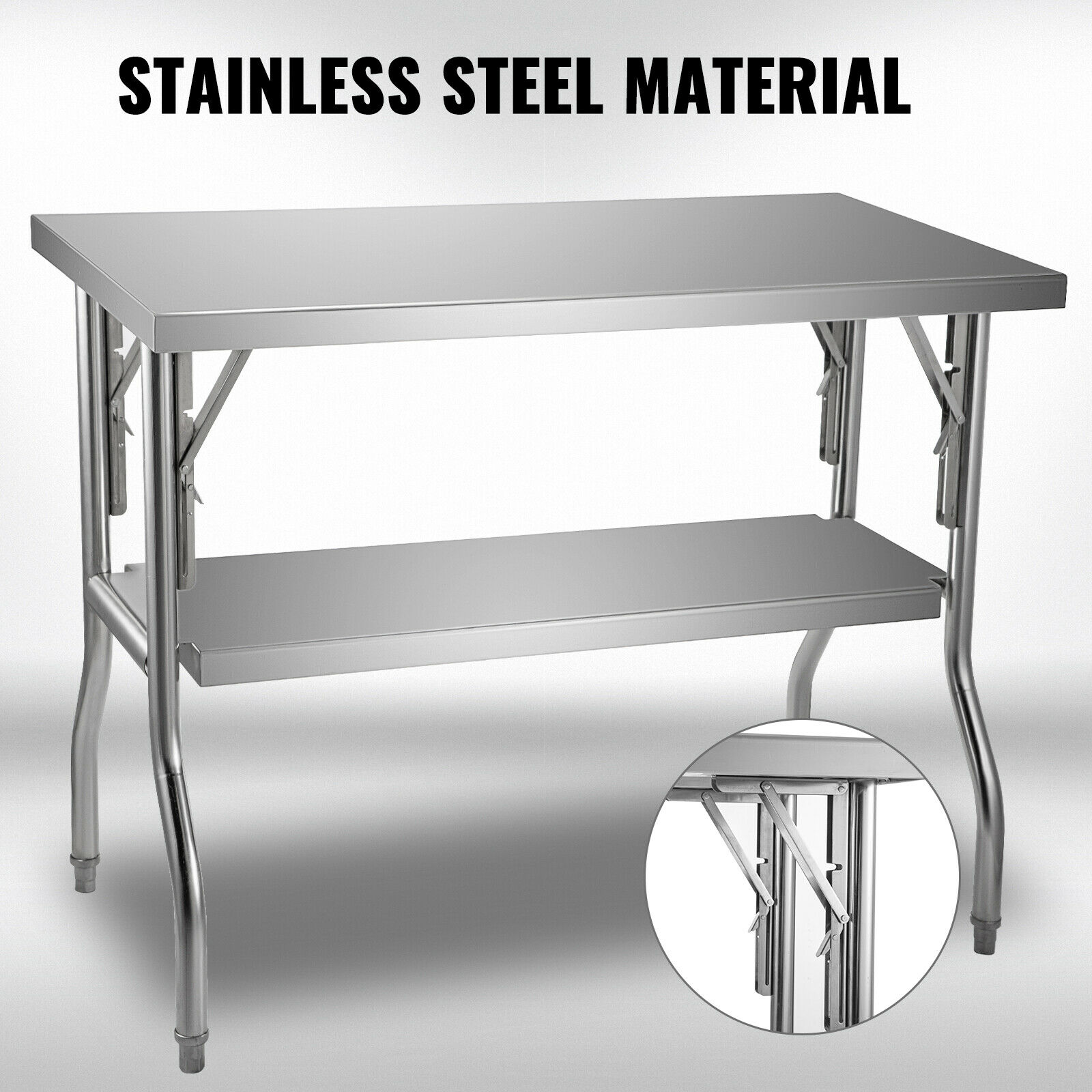 Commercial Kitchen Prep Table With Storage - シングル/ダブル棚 プロ仕様 ステンレス製 オープンキッチン 折りたたみ式 作業台/準備台