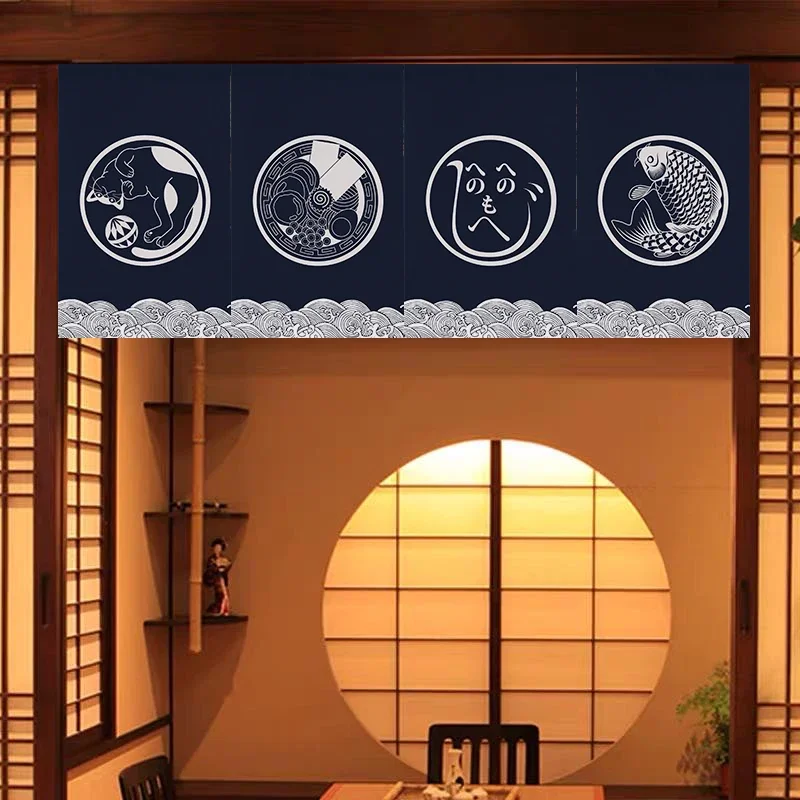 Commercial Kitchen Japanese - 日本の装飾的な吊り下げカーテン,短いカーテン,キッチン,居間,寝室,商業用出入り口