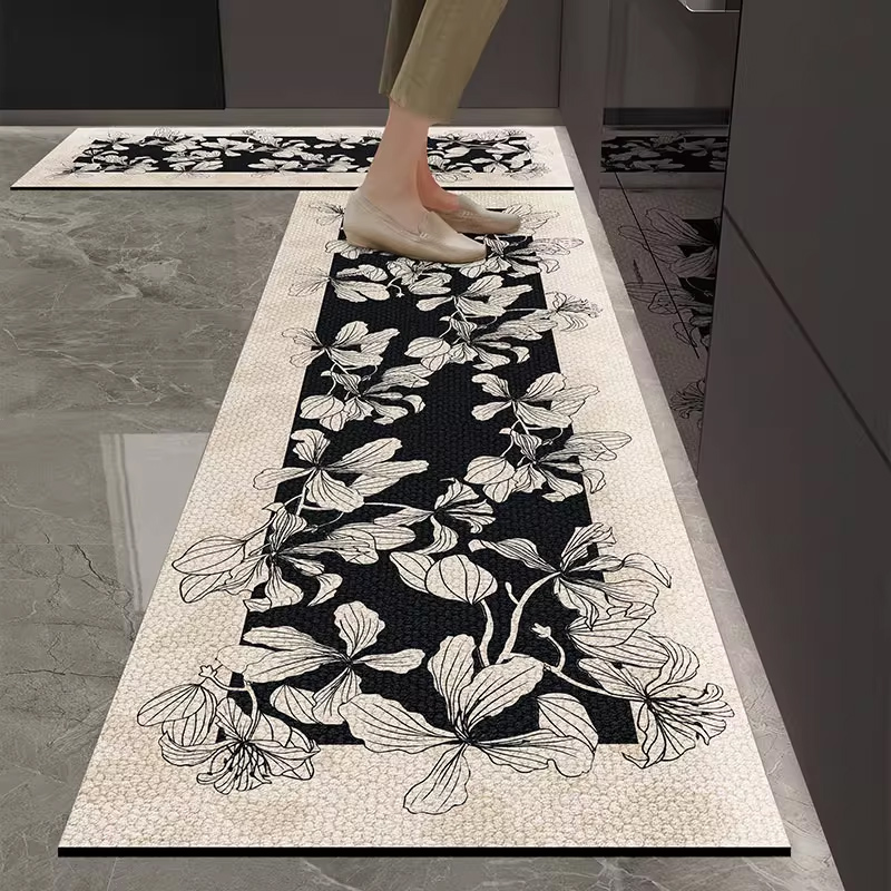 キッチンフロアマット 防水 滑り止め 耐油性 レザーカーペッ - Commercial Kitchen Vinyl Flooring のレビューと価格