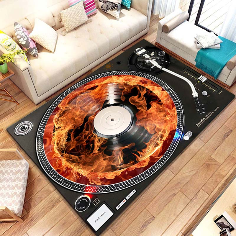 音楽ビニールディスクプレーヤーパターンラグカーペット寝室リビ - Commercial Kitchen Vinyl Flooring のレビューと価格
