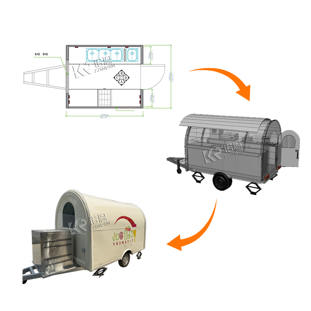 屋台BBQファストフードピザトレーラー移動式商業キッチン屋台 - Commercial Kitchen Layouts のレビューと価格
