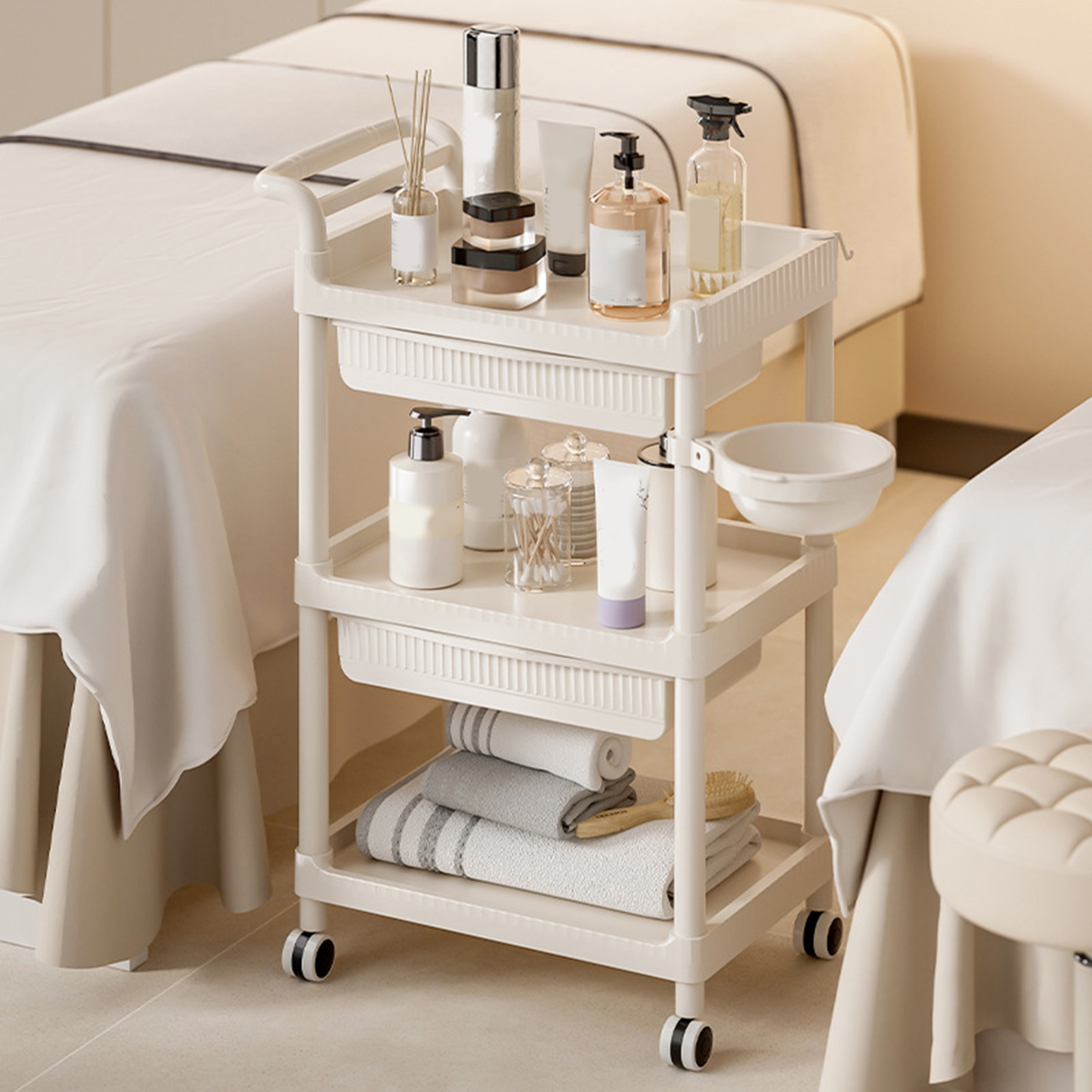 3 層トロリー美容院特別なスキン管理ハンドプッシュラックケア - Commercial Kitchen Management のレビューと価格