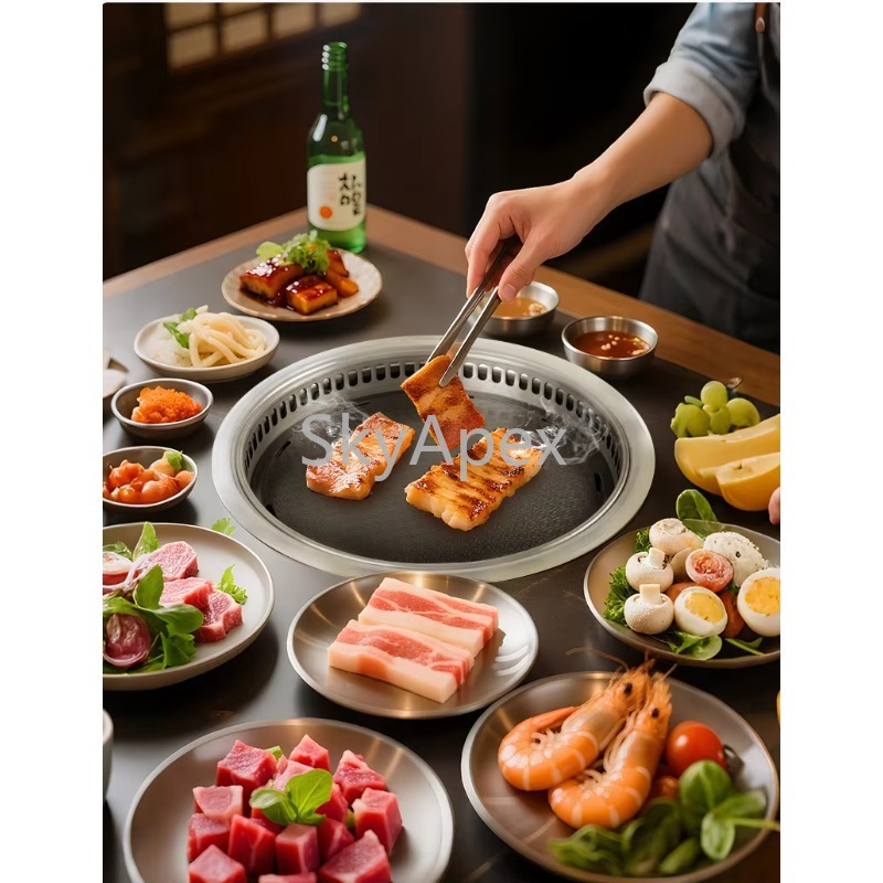 新型業務用1500W丸型電気BBQグリル、無煙、配管不要、急 - Commercial Kitchen Installation のレビューと価格