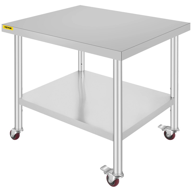 ステンレス製キッチン調理台、4つのキャスターホイール付き、バ - Commercial Kitchen Prep Table With Storage のレビューと価格