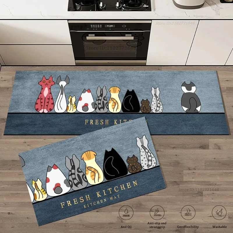 猫キッチンコーナー ロングフロアマット 吸収性 滑り止めビニ - Commercial Kitchen Vinyl Flooring のレビューと価格