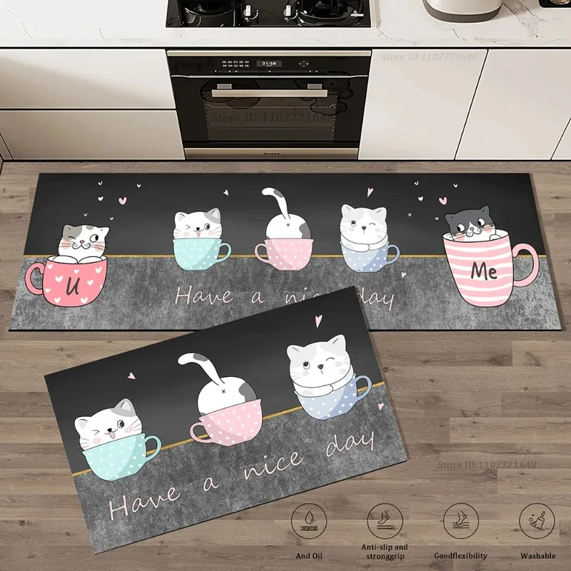 猫キッチンコーナー ロングフロアマット 吸収性 滑り止めビニ - Commercial Kitchen Vinyl Flooring のレビューと価格